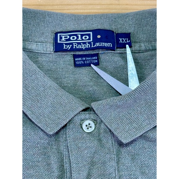 Polo Ralph Lauren Sage Gray Cotton Polo Shirt XXL Classic Fit Embroidered Pony - Picture 3 of 6